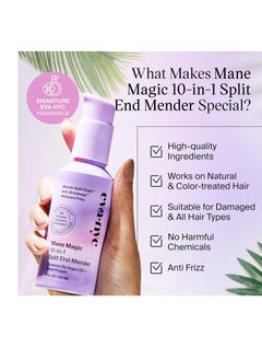 Eva NYC Eva NYC Mane Magic 10-in-1 Split End Mender Hair Treatment, 4 Fl Oz, Repairs ends for healthier, stronger & Damaged hair, GMO, Cruelty-Free  - Image 2