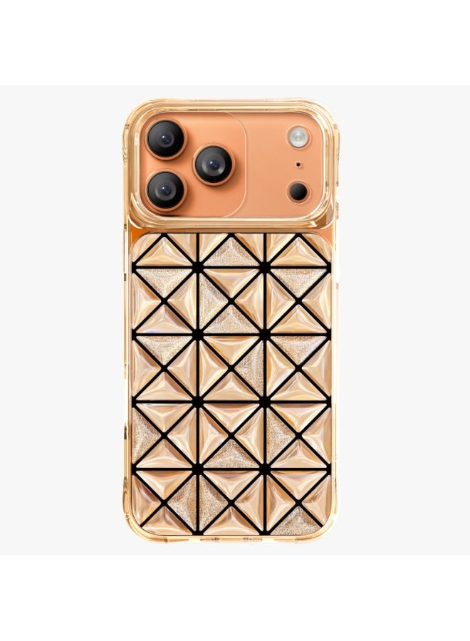 ليفيلو غطاء آيفون 17 برو هيكسا 3D IML مع حافة مقاومة للصدمات وحواف مرتفعة لحماية الكاميرا والشاشة / تقنية إيفر-كلير / تصميم هندسي عصري / زوايا مقاومة للصدمات / غطاء خلفي - برتقالي - Image 1