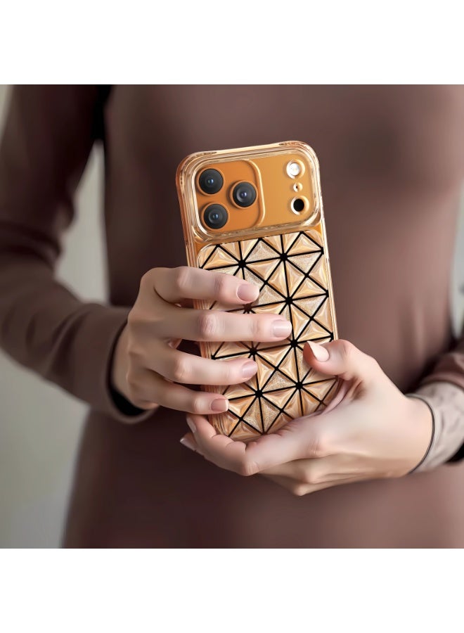 ليفيلو غطاء آيفون 17 برو هيكسا 3D IML مع حافة مقاومة للصدمات وحواف مرتفعة لحماية الكاميرا والشاشة / تقنية إيفر-كلير / تصميم هندسي عصري / زوايا مقاومة للصدمات / غطاء خلفي - برتقالي - Image 3