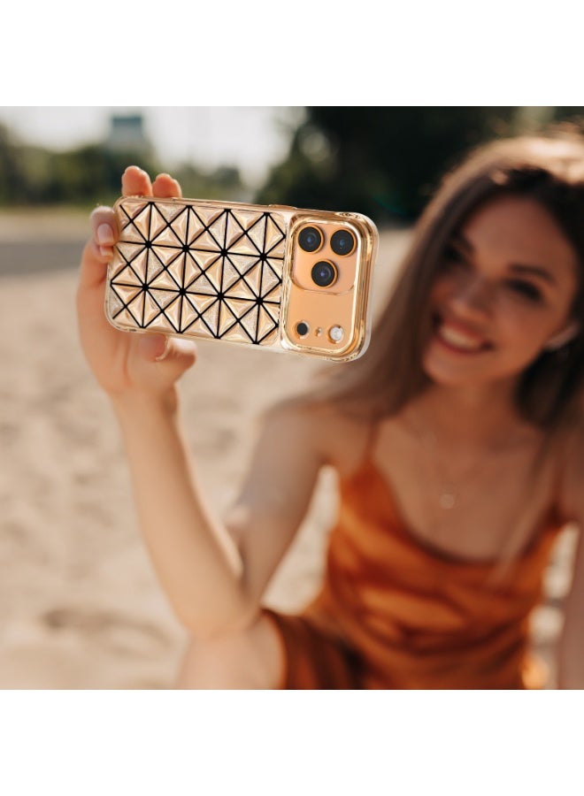 ليفيلو غطاء آيفون 17 برو هيكسا 3D IML مع حافة مقاومة للصدمات وحواف مرتفعة لحماية الكاميرا والشاشة / تقنية إيفر-كلير / تصميم هندسي عصري / زوايا مقاومة للصدمات / غطاء خلفي - برتقالي - Image 2