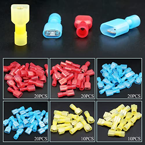 Twidec/100PCS Nylon Spade Connectors Kit 22-10 Gauge Male and Female Wire Spade Terminal Quick Disconnect Fully Insulated Wire Crimp Connector for Automotive Marine - Image 4