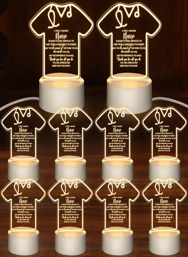 Soaoo 10 Pcs Nurses Appreciation Gift Acrylic Night Light with Base LED Night Lamp with Engraved Sayings Thank You Gifts for Nurse Assistant Team CNA Week Table Decoration - Image 1