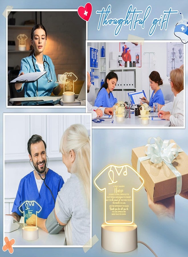 Soaoo 10 Pcs Nurses Appreciation Gift Acrylic Night Light with Base LED Night Lamp with Engraved Sayings Thank You Gifts for Nurse Assistant Team CNA Week Table Decoration - Image 4