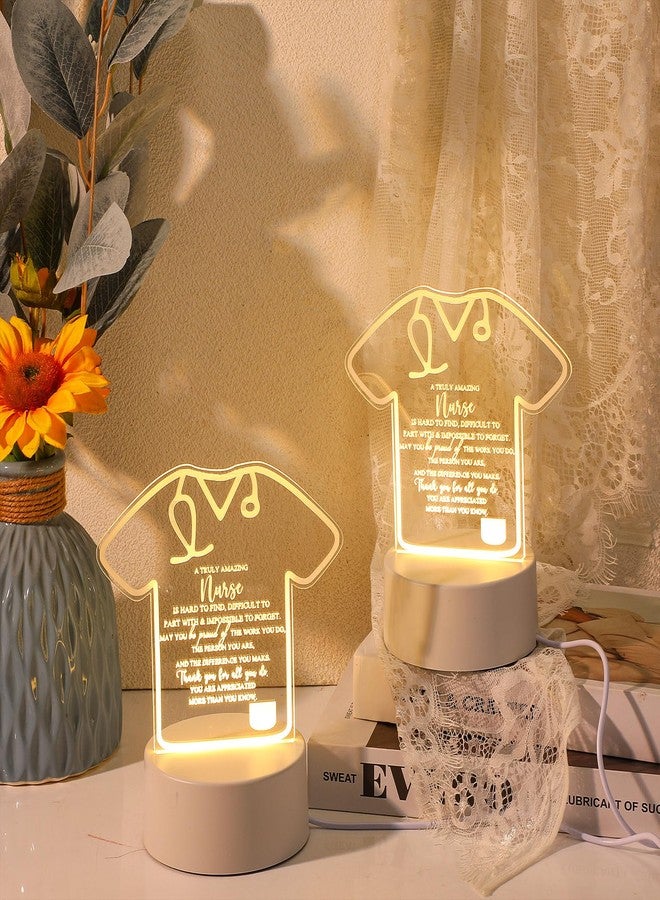 Soaoo 10 Pcs Nurses Appreciation Gift Acrylic Night Light with Base LED Night Lamp with Engraved Sayings Thank You Gifts for Nurse Assistant Team CNA Week Table Decoration - Image 3