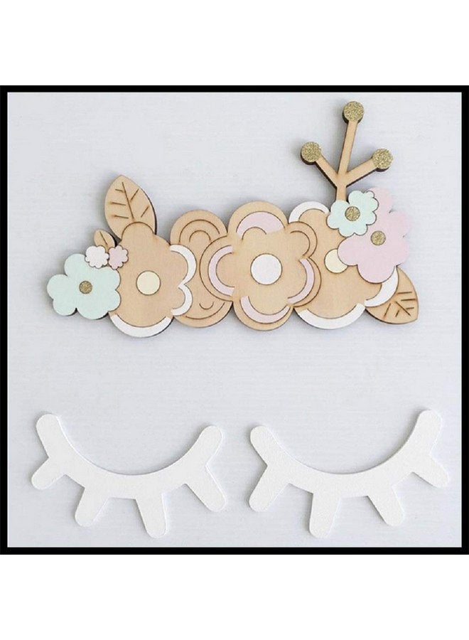 Amyzor 2pcs Sleepy Eyes Wall Decor Nordic Style Cute Wooden 3D Eyelash Wall Stickers Vinyl Decal Kids Nursery Baby Room Bedroom Wall Art, Gift for Baby Shower Christmas, Holiday Room Decoration (Pink) - Image 5