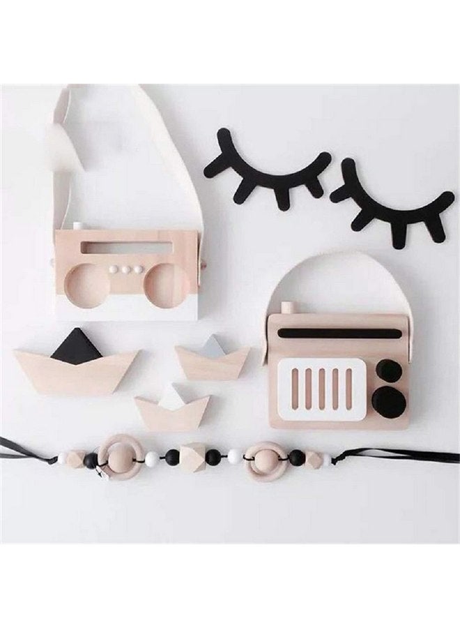 Amyzor 2pcs Sleepy Eyes Wall Decor Nordic Style Cute Wooden 3D Eyelash Wall Stickers Vinyl Decal Kids Nursery Baby Room Bedroom Wall Art, Gift for Baby Shower Christmas, Holiday Room Decoration (Pink) - Image 3