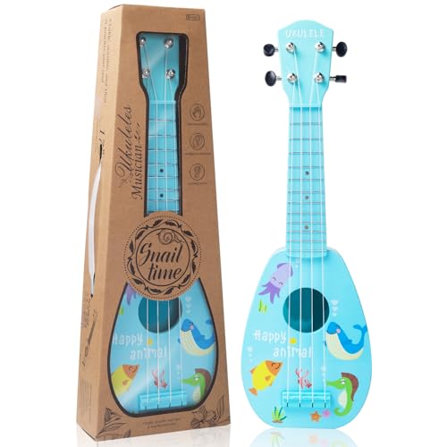 YOLOPLUS 17 Inch Kids Ukulele Guitar Toy 4 Strings Mini Children Musical Instruments Educational Learning Toy for Toddler Beginner Keep Tone AntiImpact Can Play with PicksStrapPrimary Tutorial - Image 1