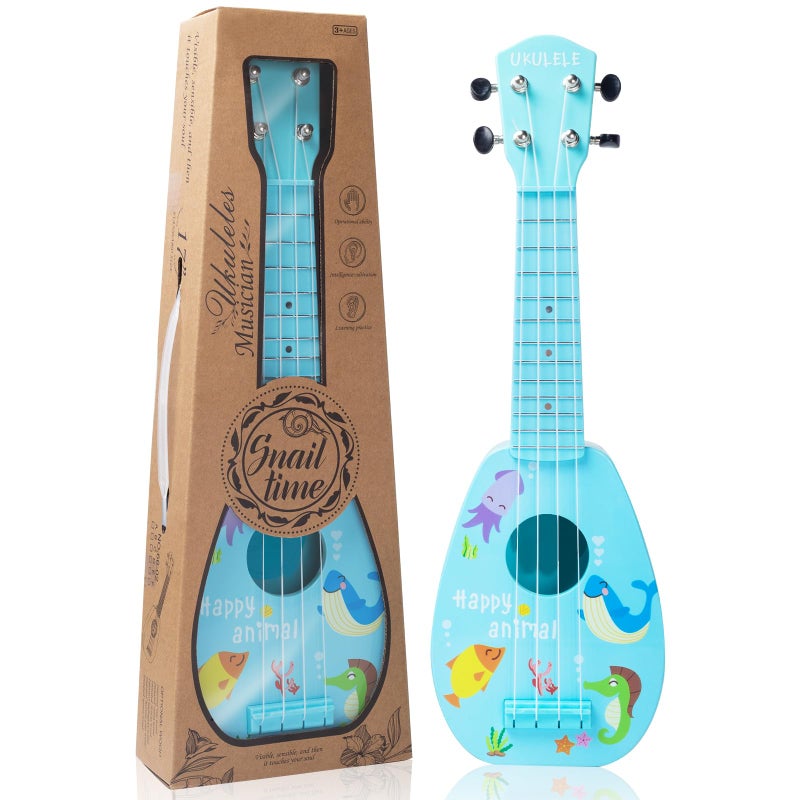 YOLOPLUS 17 Inch Kids Ukulele Guitar Toy 4 Strings Mini Children Musical Instruments Educational Learning Toy for Toddler Beginner Keep Tone AntiImpact Can Play with PicksStrapPrimary Tutorial - Image 2