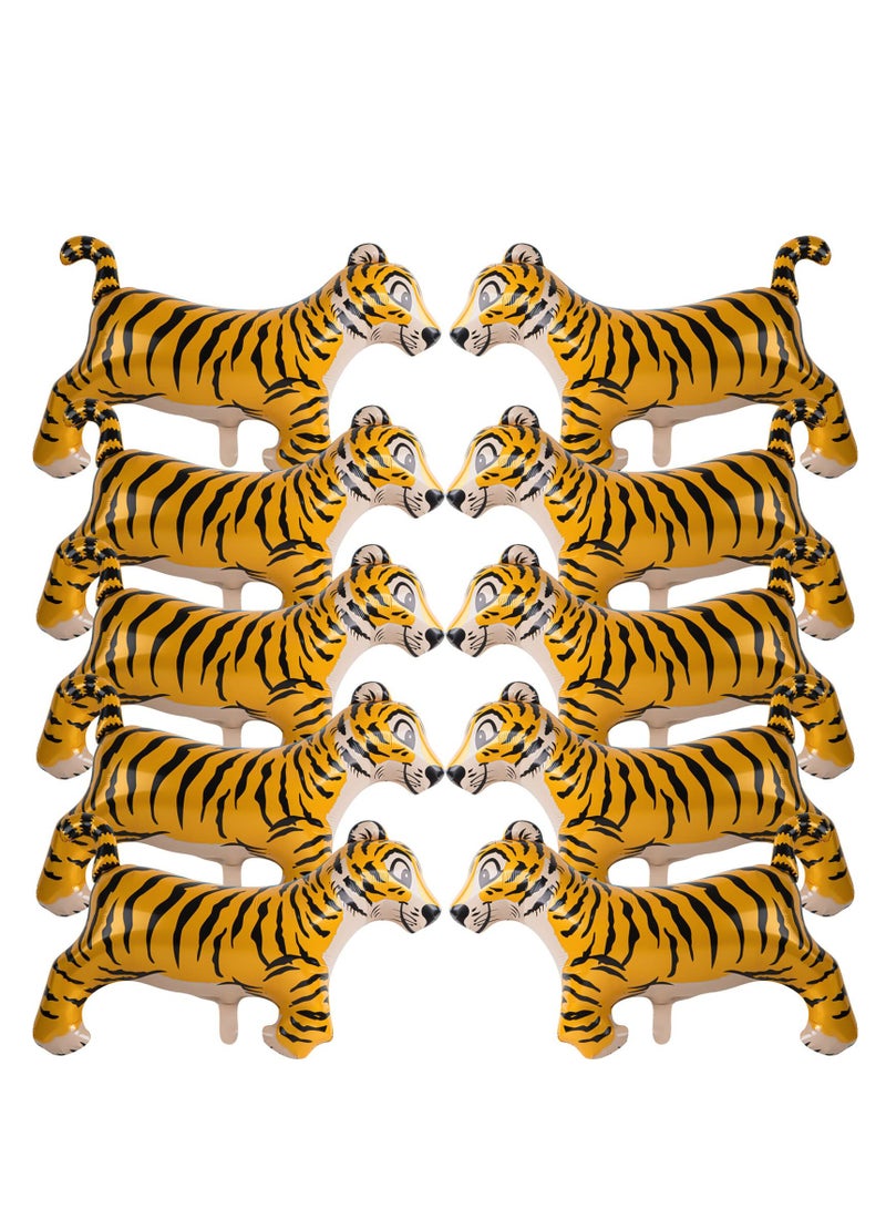 SYOSI 10 Giant Tiger Balloons,Black Stripe Tiger Print Balloon Safari Animal Balloons,for Jungle Safari, Zoo, and Wild One Birthday Parties,Baby Birthday Decorations  - Image 1