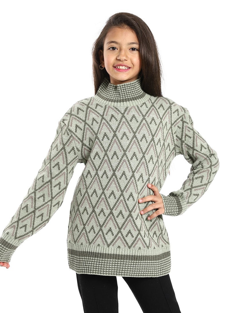 Caesar Girls Wool Pullover With Mutlicolour Design  - Image 1