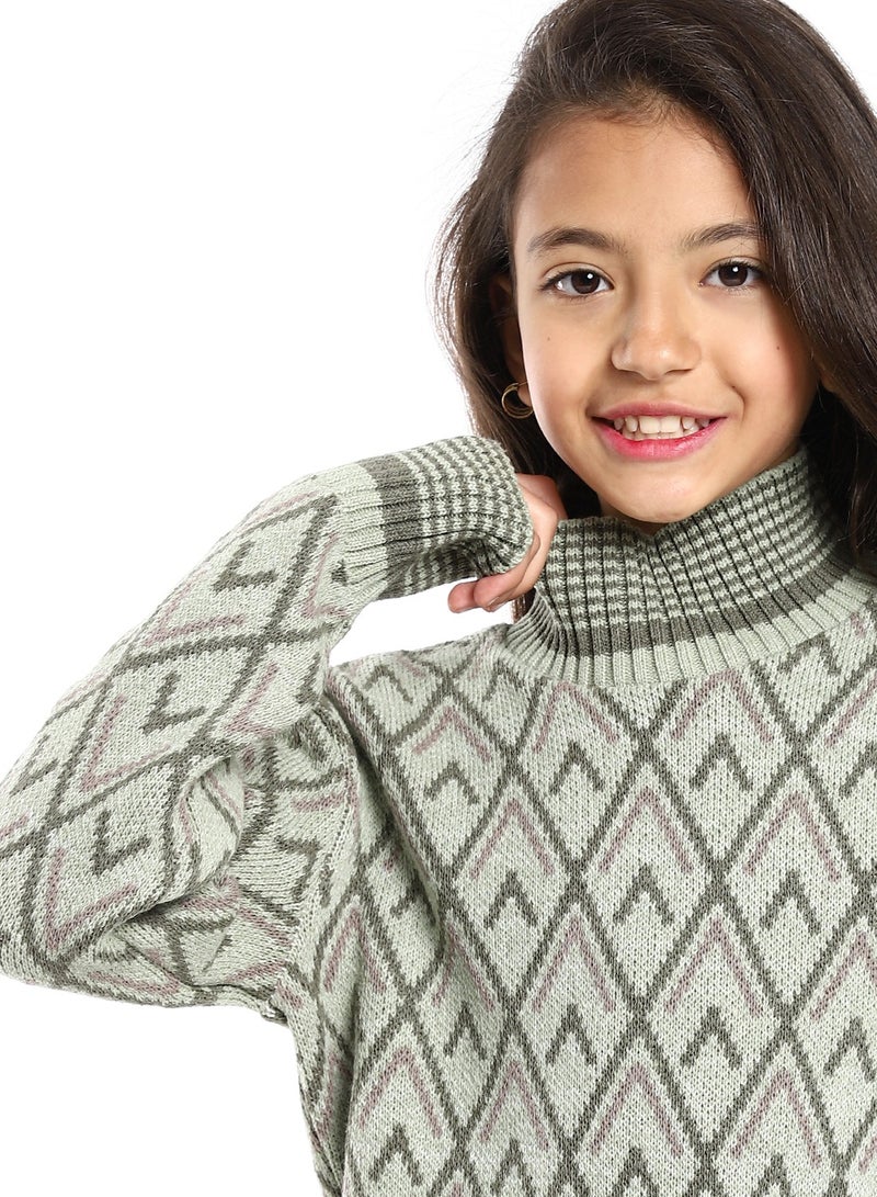 Caesar Girls Wool Pullover With Mutlicolour Design  - Image 3