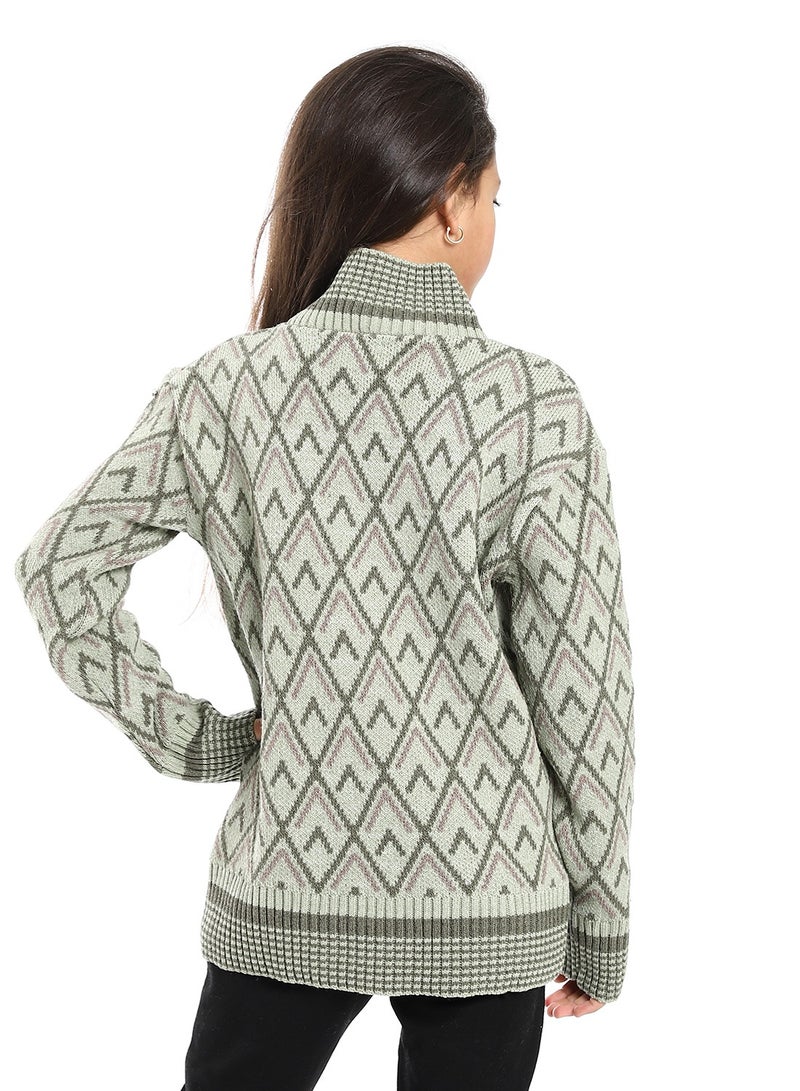 Caesar Girls Wool Pullover With Mutlicolour Design  - Image 4