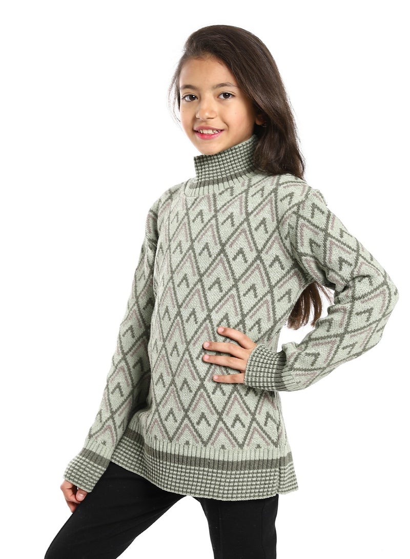 Caesar Girls Wool Pullover With Mutlicolour Design  - Image 2