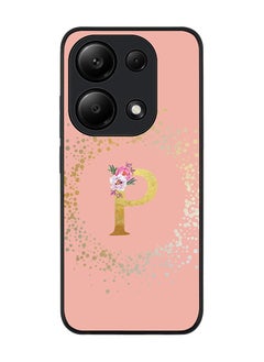 Stylizedd Rugged Case for Xiaomi Redmi Note 13 Pro 4G / Xiaomi Poco M6 Pro 4G  - Custom Monogram Initial Letter Floral Pattern Alphabet- P(Rose Pink)  - Image 1
