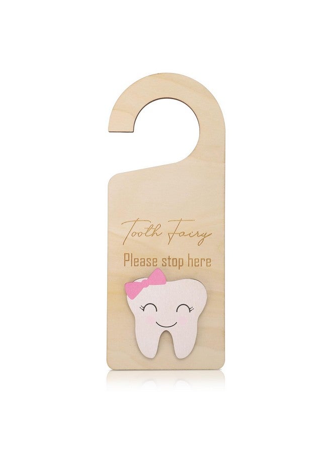 PEUTIER Cute Wooden Tooth Fairy Door Hanger with Money Holder, Comforting Kids with Lost Tooth, Encourage Gift for Boys Girls, Kids Room Pick up Box Sign Decor - Image 1