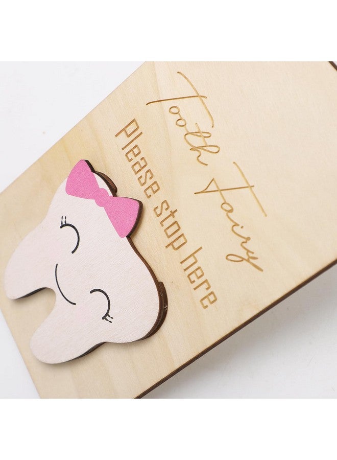PEUTIER Cute Wooden Tooth Fairy Door Hanger with Money Holder, Comforting Kids with Lost Tooth, Encourage Gift for Boys Girls, Kids Room Pick up Box Sign Decor - Image 3