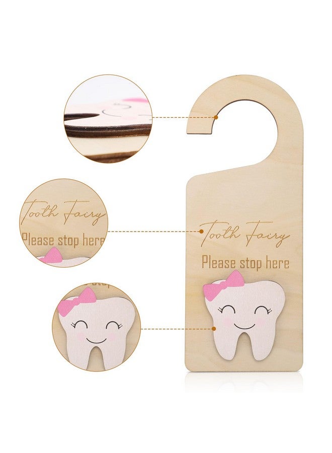 PEUTIER Cute Wooden Tooth Fairy Door Hanger with Money Holder, Comforting Kids with Lost Tooth, Encourage Gift for Boys Girls, Kids Room Pick up Box Sign Decor - Image 4