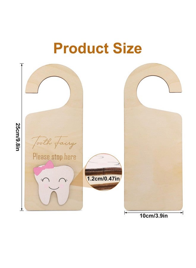 PEUTIER Cute Wooden Tooth Fairy Door Hanger with Money Holder, Comforting Kids with Lost Tooth, Encourage Gift for Boys Girls, Kids Room Pick up Box Sign Decor - Image 2