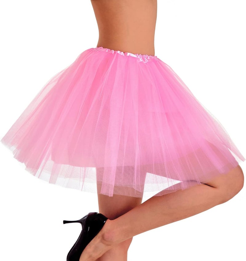 Phantomon Tutu Skirt Women's Teens Classic Elastic 4 Layered Tulle Ballet Tutu Skirt, Adult Size Non See-Through - Image 1