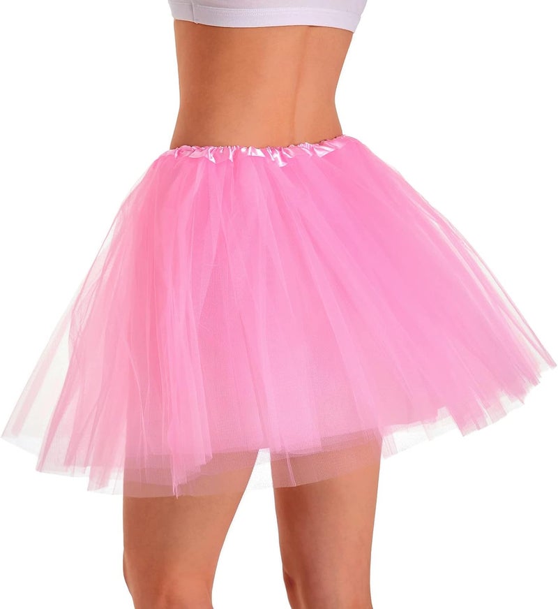 Phantomon Tutu Skirt Women's Teens Classic Elastic 4 Layered Tulle Ballet Tutu Skirt, Adult Size Non See-Through - Image 4