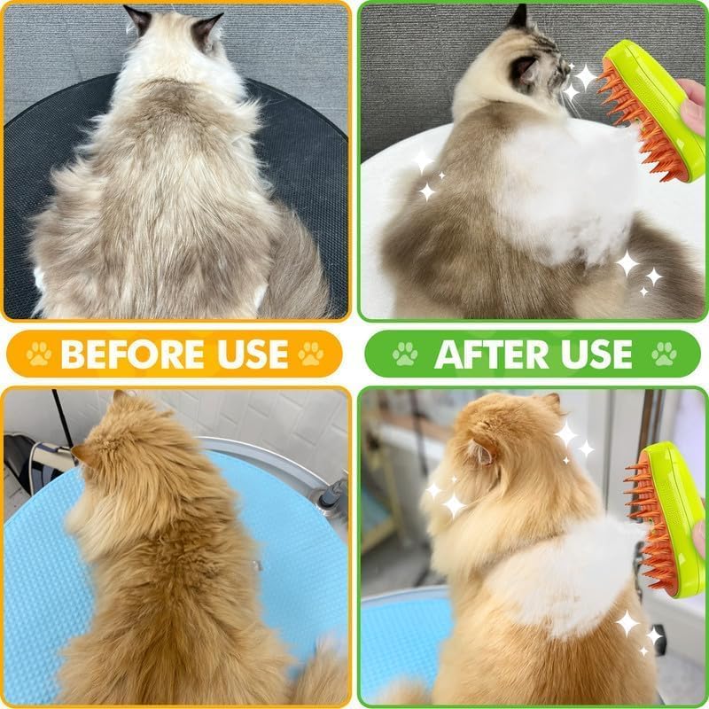 EXPORTTANZA Cat Steam Brush, Dog Steam Brush, Steam Brush for Cats and Dogs, 3 In 1 Steamy Pet Brush, Steaming Pet Hair Brush, Cat and Dog Comb with Steam, Pet Grooming Brush for Cats (Random Color) - Image 5