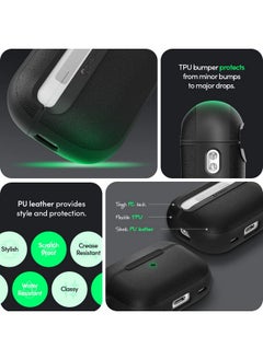 CYRILL CYRILL Spigen Kajuk Mag Compatible with Airpods Pro 2 Case (2022) with Kajuk Design, Premium Vegan Leather Airpods Pro Gen 2 Case with Protective Microfiber Lining - Black  - Image 4