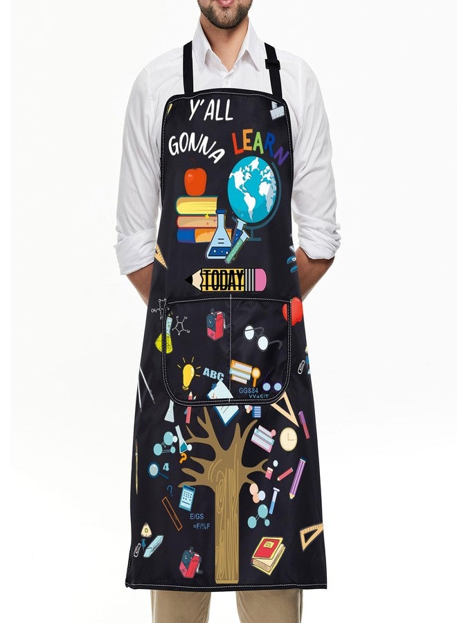 BNQL Teacher Apron with Pockets Funny Teacher Gifts Teacher Life Gifts y'All Gonna Learn Today Apron Teacher Appreciation Gifts - Image 5