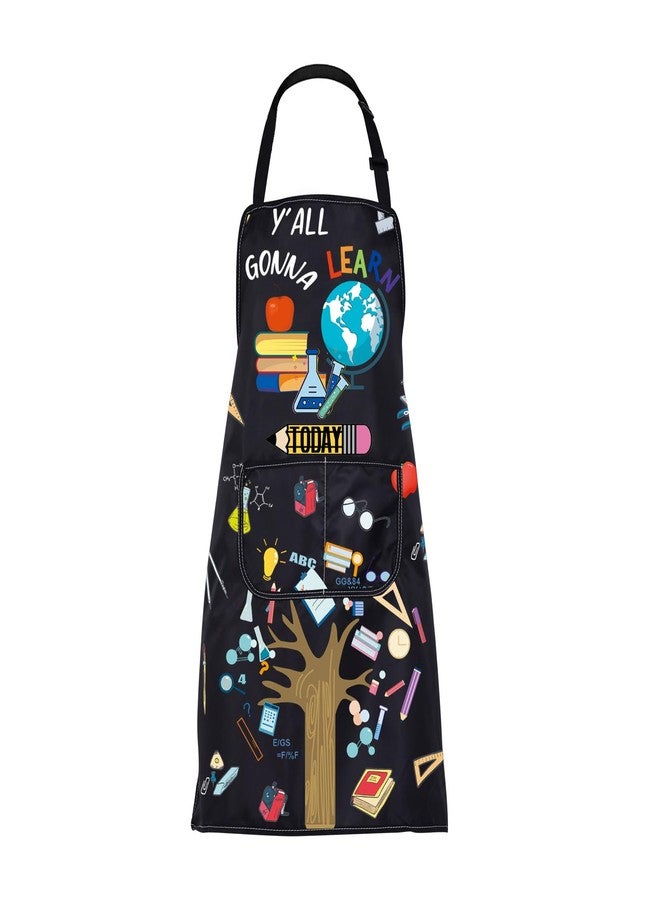 BNQL Teacher Apron with Pockets Funny Teacher Gifts Teacher Life Gifts y'All Gonna Learn Today Apron Teacher Appreciation Gifts - Image 1