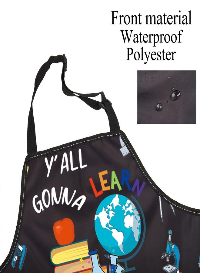 BNQL Teacher Apron with Pockets Funny Teacher Gifts Teacher Life Gifts y'All Gonna Learn Today Apron Teacher Appreciation Gifts - Image 3