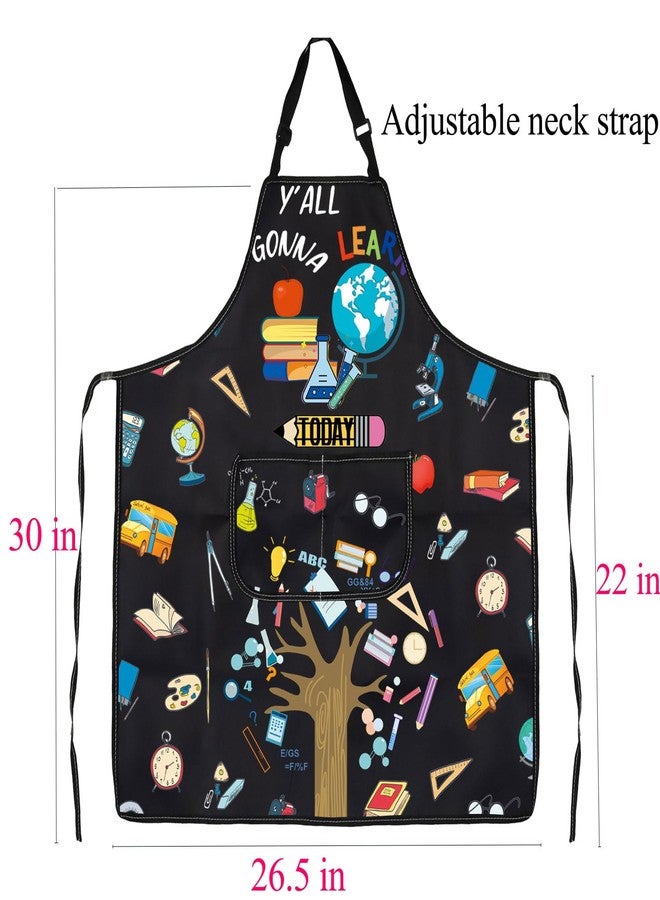 BNQL Teacher Apron with Pockets Funny Teacher Gifts Teacher Life Gifts y'All Gonna Learn Today Apron Teacher Appreciation Gifts - Image 2