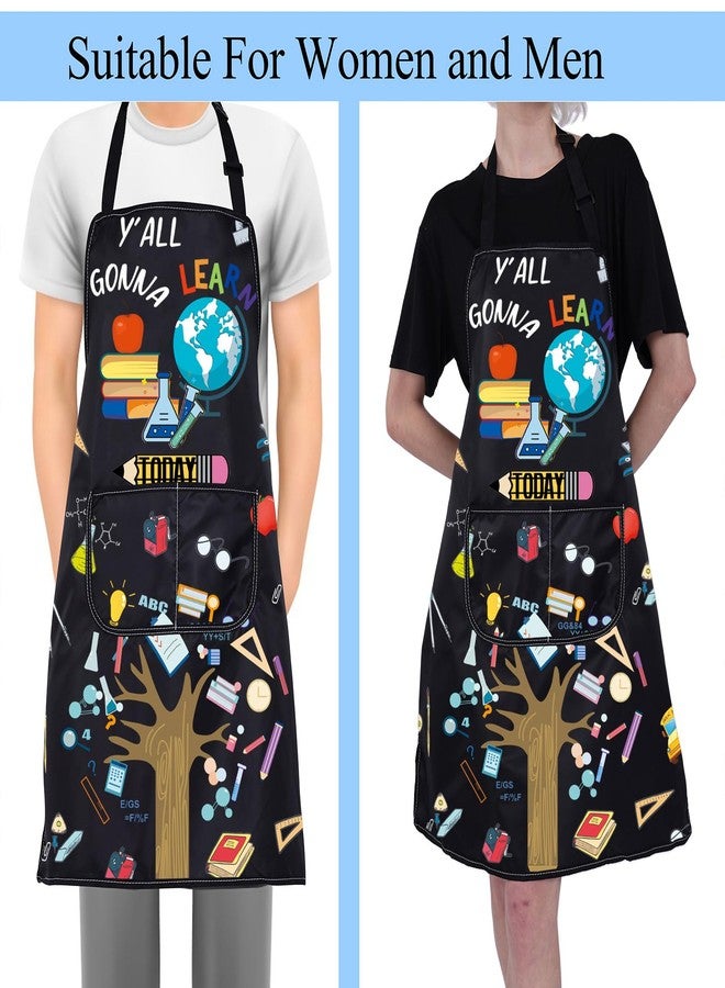 BNQL Teacher Apron with Pockets Funny Teacher Gifts Teacher Life Gifts y'All Gonna Learn Today Apron Teacher Appreciation Gifts - Image 4