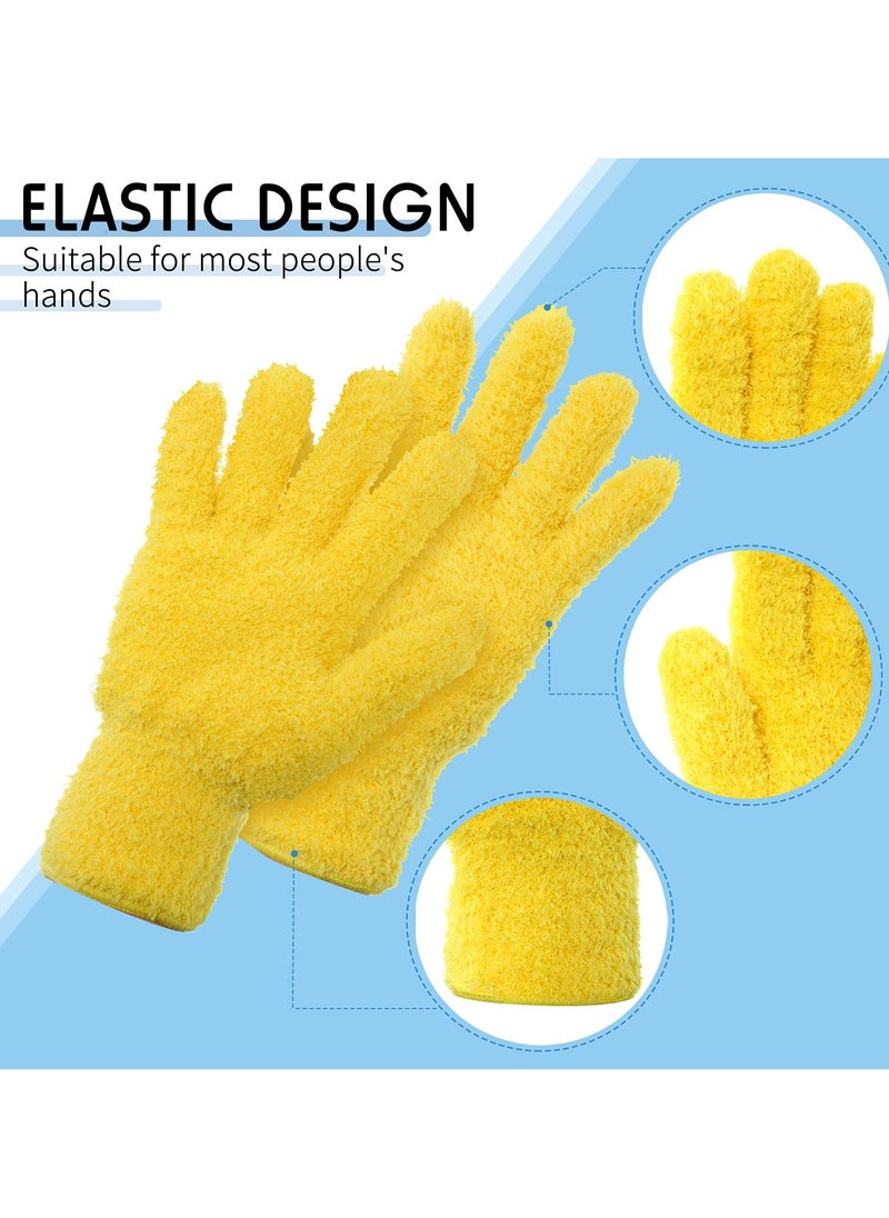 4 Pairs Microfiber Cleaning Gloves, Reusable No-Scratch Washable Dusting Mittens for Kitchen, House, Cars, Plants, Mirrors, Lamps, Blinds, Household Dusting Tools