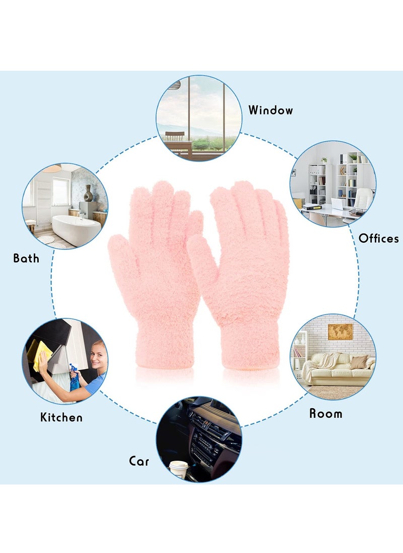 4 Pairs Microfiber Cleaning Gloves, Reusable No-Scratch Washable Dusting Mittens for Kitchen, House, Cars, Plants, Mirrors, Lamps, Blinds, Household Dusting Tools