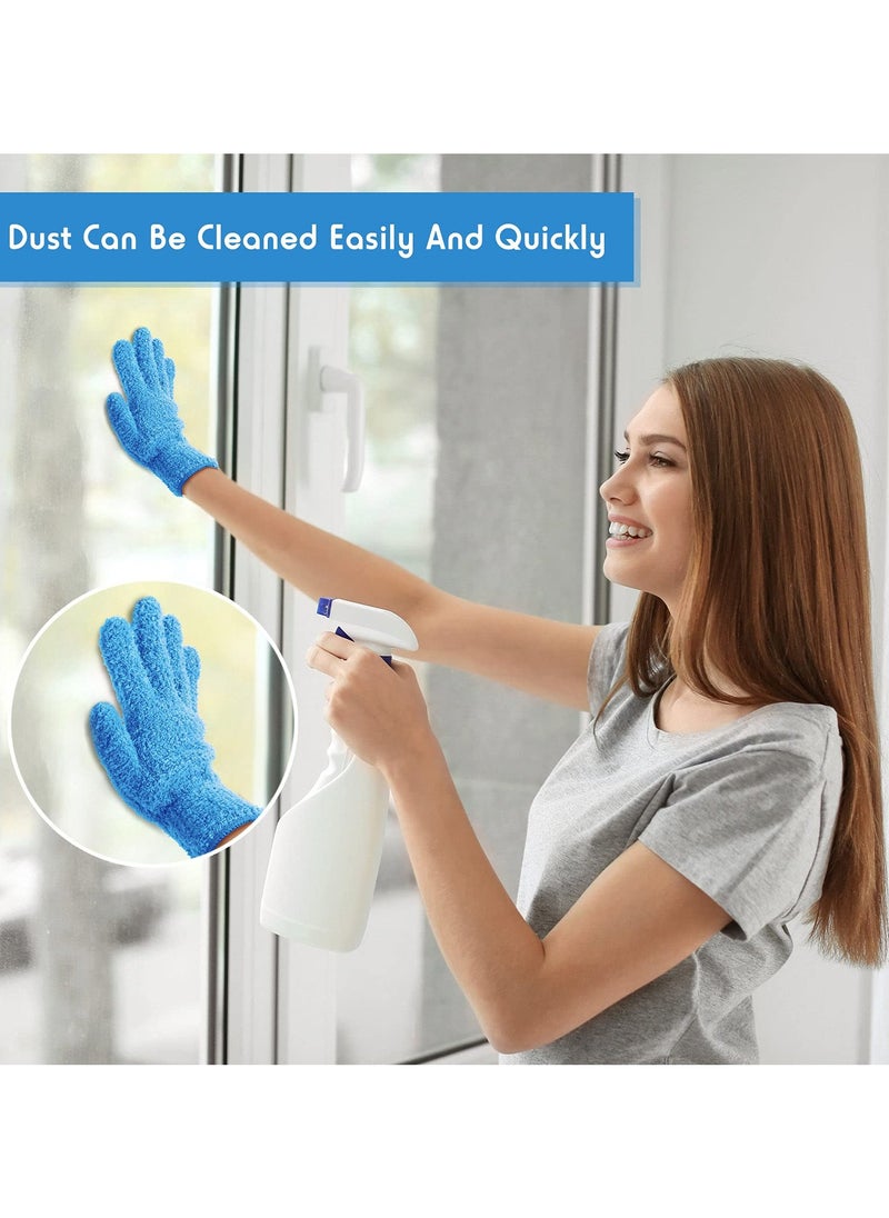 4 Pairs Microfiber Cleaning Gloves, Reusable No-Scratch Washable Dusting Mittens for Kitchen, House, Cars, Plants, Mirrors, Lamps, Blinds, Household Dusting Tools