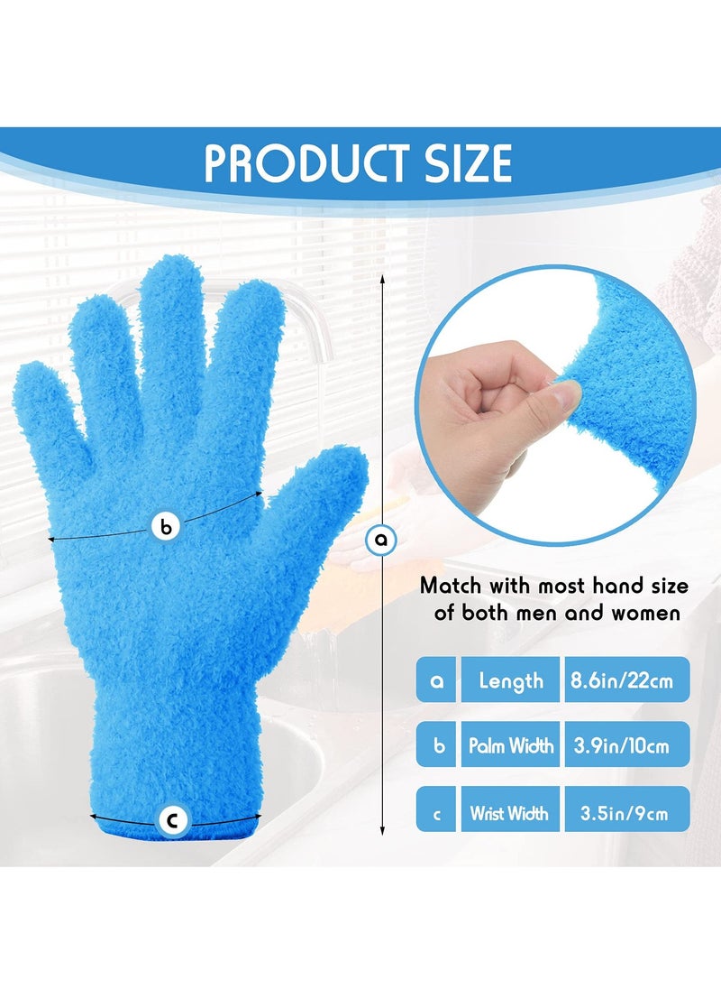 4 Pairs Microfiber Cleaning Gloves, Reusable No-Scratch Washable Dusting Mittens for Kitchen, House, Cars, Plants, Mirrors, Lamps, Blinds, Household Dusting Tools