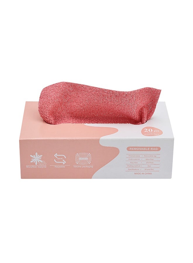 LAWAZIM 20 Piece Removable Microfiber Rags - 20x20cm - Ultra Absorbent Lint-Free Cleaning Cloths in Extractable Dispenser Box for Kitchen or Household, Car, Window, Glass, and Multi-Surface Use - Pink - Image 2