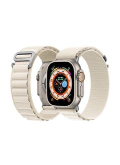 Nylon Watch Band Compatible with Apple Watch 42mm/44mm/45mm/49mm Ladies and Mens, Adjustable Sport with Metal G-Hook Braided Strap for iWatch Ultra Series SE 8/7/6/5/4/3/2/1 White