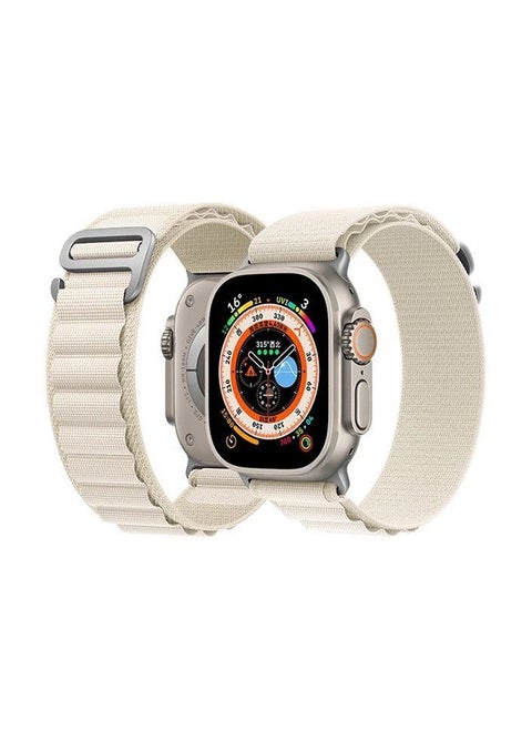 Nylon Watch Band Compatible with Apple Watch 42mm/44mm/45mm/49mm Ladies and Mens, Adjustable Sport with Metal G-Hook Braided Strap for iWatch Ultra Series SE 8/7/6/5/4/3/2/1 White