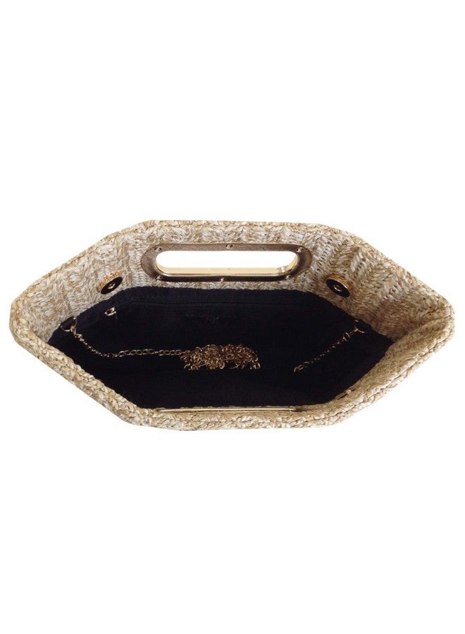 JNB Top Handle Straw Clutch (Natural) Large - Image 4