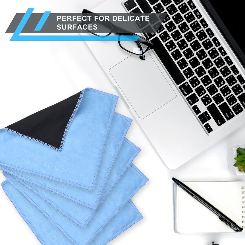 ECO-FUSED Microfiber Cleaning Cloths - 5 Pack - Double-Sided Cleaning Cloths - Microfiber and Suede Cloth for Smartphones, LCD TV, Tablets, Laptop Screens, Camera Lenses and Other Delicate Surfaces - Image 2