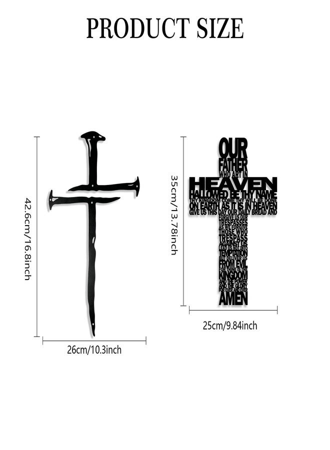 Gonice Metal Cross Wall Decor, Religious Wall Cross for Home Decor, Christian Metal Wall Art for Church, Living Room and Bedroom - Image 2