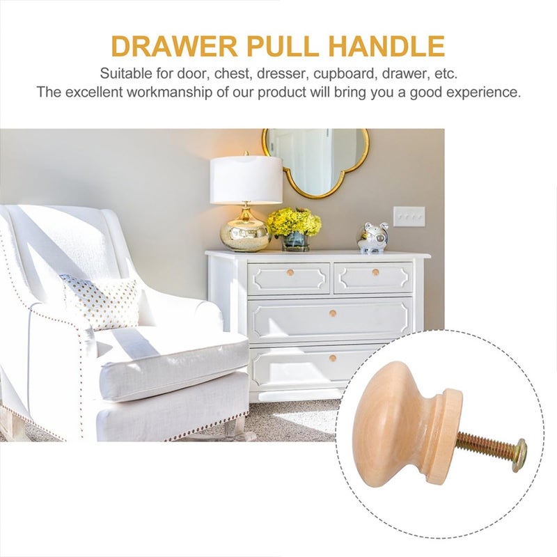 Single Hole Solid Wood Cabinet Pulls 16pcs Kitchen Cupboard Drawer Handles - Image 4