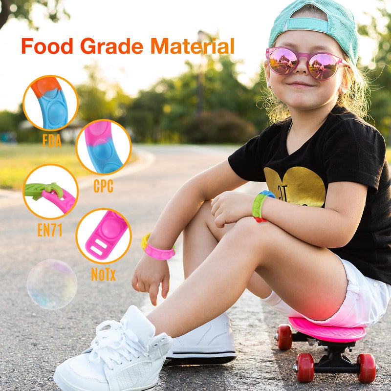 PICcircuit Kids Party Favors Pop Fidget Toys Bulk Its 24 Packs Fidget Bracelet It Birthday Party Favors for Kids Goodie Bags Stuffers for Kids Classroom Prizes Poppers Easter Basket Stuffers Girls Boys Cheap - Image 3