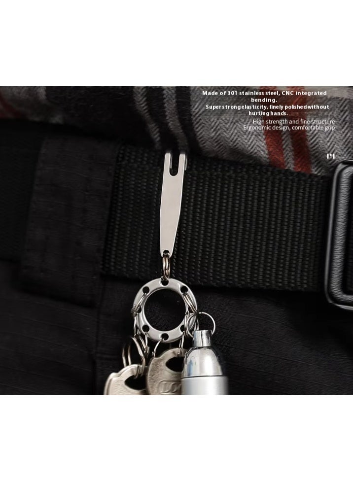 قطعتان، مشبك تمدد صغير على شكل UFO، أداة متعددة الوظائف للتخزين وحمل المفاتيح للاستخدام الخارجي EDC، ملحق للتعليق