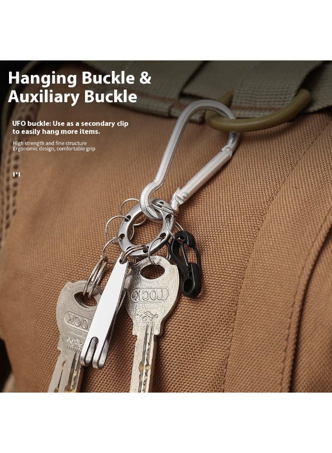 قطعتان، مشبك تمدد صغير على شكل UFO، أداة متعددة الوظائف للتخزين وحمل المفاتيح للاستخدام الخارجي EDC، ملحق للتعليق