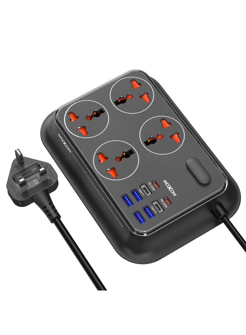 MOXOM Power Strip with 4 Anti Static Sockets, 4 USB, 4 Type C Ports, 2 Meter Length MX-ST23 - Image 1