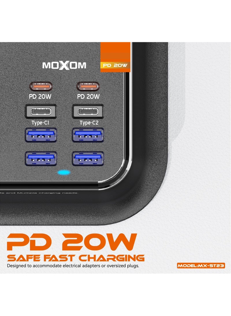 MOXOM Power Strip with 4 Anti Static Sockets, 4 USB, 4 Type C Ports, 2 Meter Length MX-ST23 - Image 3