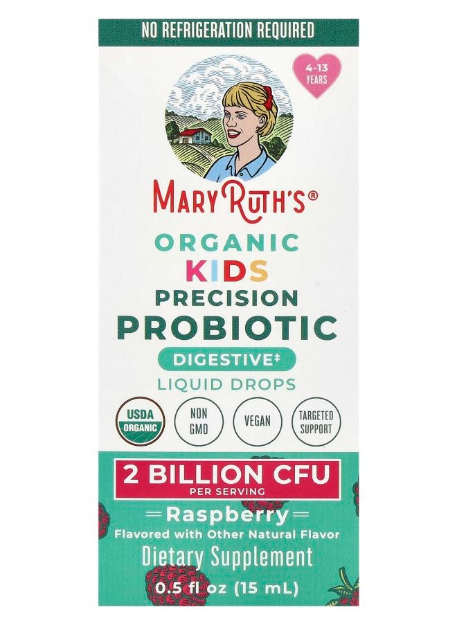 MaryRuth's قطرات بروبيوتيك سائلة دقيقة للأطفال عضوية 4-13 سنة بنكهة التوت 2 مليار CFU 0.5 أونصة سائلة (15 مل)