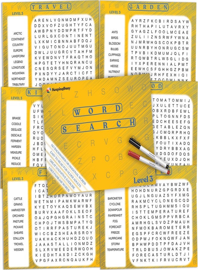 Keeping Busy Word Search 3 Dementia Activities for Seniors | Alzheimer Products for Elderly Patients | Fun Memory Game Toy & Cognitive Brain Puzzle for Senior Citizens w/Memory Loss or Alzheimers - Image 1