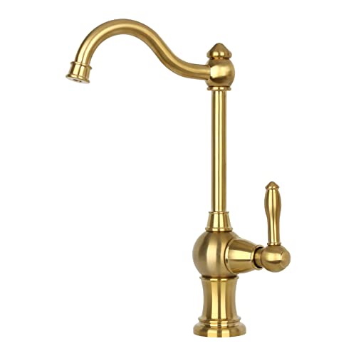 Akicon Brass Body Kitchen Faucet - 100% Drinking Water, Fits Most RO Units or Filtration Systems, Non-Air Gap, Cold Water Only (Brushed Gold) - Image 1